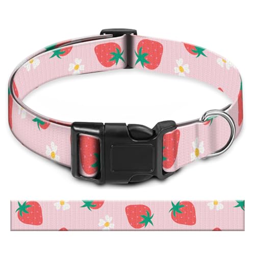 BAYCUFKQ Hundehalsband, niedliches Haustierhalsband, verstellbar für große Hunde, weiche Hundehalsbänder mit Schnellverschluss-Schnalle zum Spazierengehen, Laufen, Rosa, Gänseblümchen, Erdbeere BAYCUFKQ Hundehalsband, niedliches Haustierhalsband, verstellbar für große Hunde, weiche Hundehalsbänder mit Schnellverschluss-Schnalle zum Spazierengehen, Laufen, Rosa, Gänseblümchen, Erdbeere von BAYCUFKQ