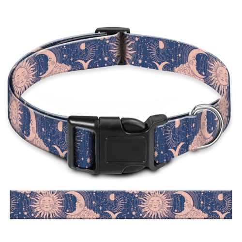 BAYCUFKQ Hundehalsband, niedliches Haustierhalsband, verstellbar für große Hunde, weiche Hundehalsbänder mit Schnellverschluss-Schnalle zum Spazierengehen, Laufen, blaues magisches Universum von BAYCUFKQ
