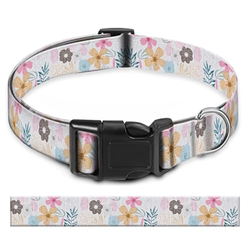 BAYCUFKQ Hundehalsband, niedliches Haustierhalsband, verstellbar für große Hunde, weiche Hundehalsbänder mit Schnellverschluss-Schnalle zum Spazierengehen, Laufen, minimalistische Blume von BAYCUFKQ