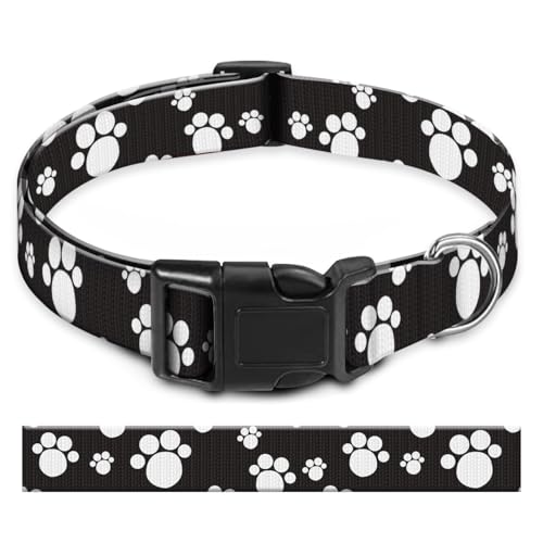 BAYCUFKQ Hundehalsband, niedliches Haustierhalsband, verstellbar für große Hunde, weiche Hundehalsbänder mit Schnellverschluss-Schnalle zum Spazierengehen, Laufen, niedlicher Pfotenabdruck von BAYCUFKQ