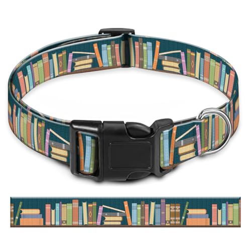 BAYCUFKQ Hundehalsband, niedliches Haustierhalsband, verstellbar für große Hunde, weiche Hundehalsbänder mit Schnellverschluss-Schnalle zum Spazierengehen, Laufen, niedliches Bücherregal von BAYCUFKQ