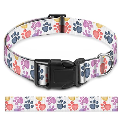 BAYCUFKQ Hundehalsband, niedliches Haustierhalsband, verstellbar für große Hunde, weiches Hundehalsband mit Schnellverschluss-Schnalle zum Spazierengehen, Laufen, bunte Hundepfoten BAYCUFKQ Hundehalsband, niedliches Haustierhalsband, verstellbar für große Hunde, weiches Hundehalsband mit Schnellverschluss-Schnalle zum Spazierengehen, Laufen, bunte Hundepfoten von BAYCUFKQ