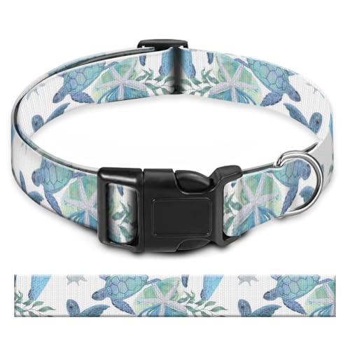 BAYCUFKQ Hundehalsband, niedliches Haustierhalsband, verstellbar für mittelgroße Hunde, weiche Hundehalsbänder mit Schnellverschluss-Schnalle zum Spazierengehen, Laufen, Blauer Turle von BAYCUFKQ