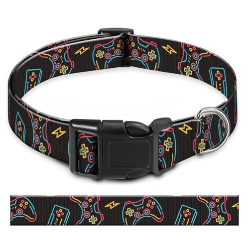 BAYCUFKQ Hundehalsband, niedliches Haustierhalsband, verstellbar für mittelgroße Hunde, weiche Hundehalsbänder mit Schnellverschluss-Schnalle zum Spazierengehen, Laufen, Neon-Gamepad BAYCUFKQ Hundehalsband, niedliches Haustierhalsband, verstellbar für mittelgroße Hunde, weiche Hundehalsbänder mit Schnellverschluss-Schnalle zum Spazierengehen, Laufen, Neon-Gamepad von BAYCUFKQ