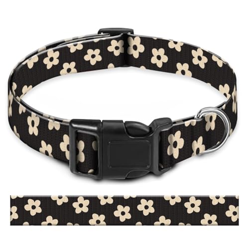 BAYCUFKQ Hundehalsband, niedliches Haustierhalsband, verstellbar für mittelgroße Hunde, weiche Hundehalsbänder mit Schnellverschluss-Schnalle zum Spazierengehen, Laufen, niedliche Cartoon-Blume von BAYCUFKQ