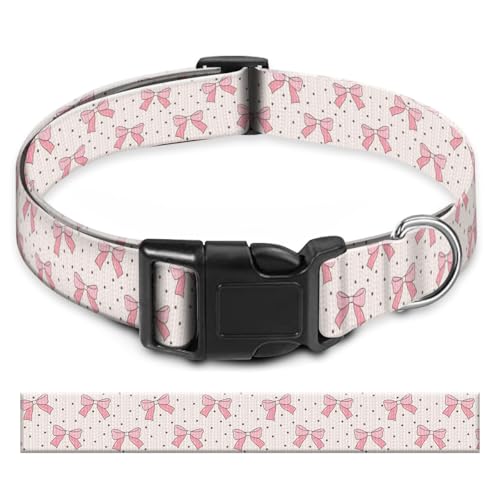 BAYCUFKQ Hundehalsband, niedliches Haustierhalsband, verstellbar für mittelgroße Hunde, weiche Hundehalsbänder mit Schnellverschluss-Schnalle zum Spazierengehen, Laufen, niedliche Schleife von BAYCUFKQ