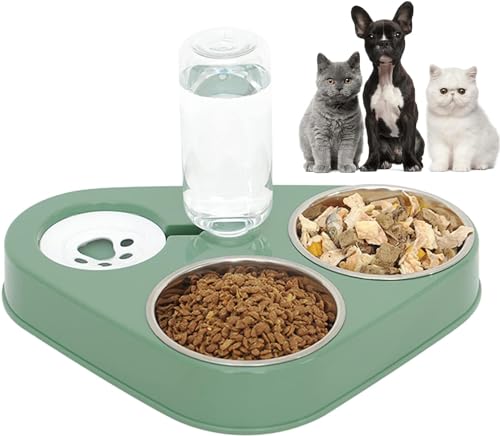 BAYINBROOK Katzen Futternapf,Katzen-Futternapf mit automatischem Wasserspender, für Katze Neigbar Katzenpfe Abnehmbar,für Kleine und Mittelgroße Hunde und Katzen (A) von BAYINBROOK