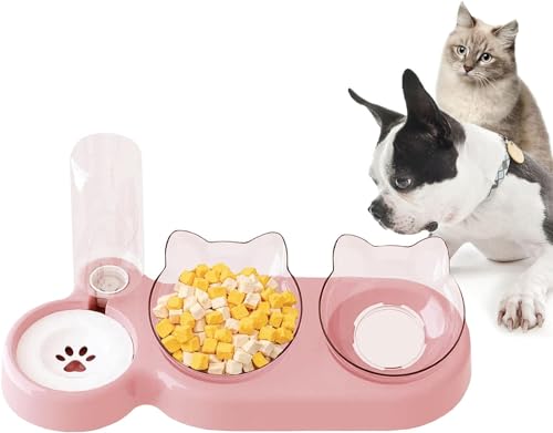 BAYINBROOK Katzen Futternapf,Katzen-Futternapf mit automatischem Wasserspender, für Katze Neigbar Katzenpfe Abnehmbar,für Kleine und Mittelgroße Hunde und Katzen (D) von BAYINBROOK