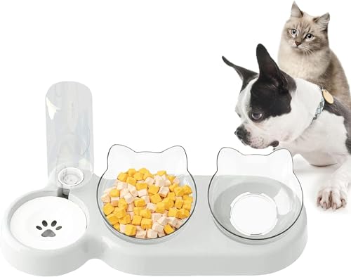 BAYINBROOK Katzen Futternapf,Katzen-Futternapf mit automatischem Wasserspender, für Katze Neigbar Katzenpfe Abnehmbar,für Kleine und Mittelgroße Hunde und Katzen (E) von BAYINBROOK