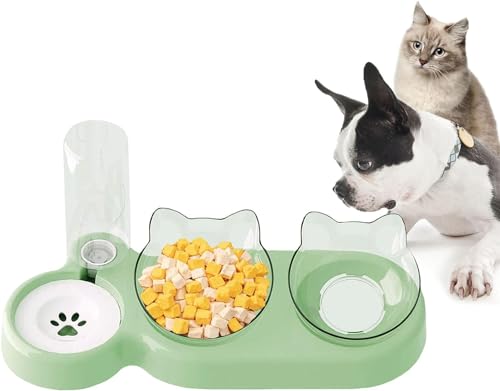 BAYINBROOK Katzen Futternapf,Katzen-Futternapf mit automatischem Wasserspender, für Katze Neigbar Katzenpfe Abnehmbar,für Kleine und Mittelgroße Hunde und Katzen (F) von BAYINBROOK
