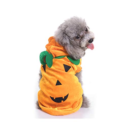 BAYORE Hund Für Halloween Kürbiskostüm Haustier Cosplay Kostüme Warme Welpen Outfits Warme Mäntel Und Jacken Für Hunde Mit Geschirr von BAYORE