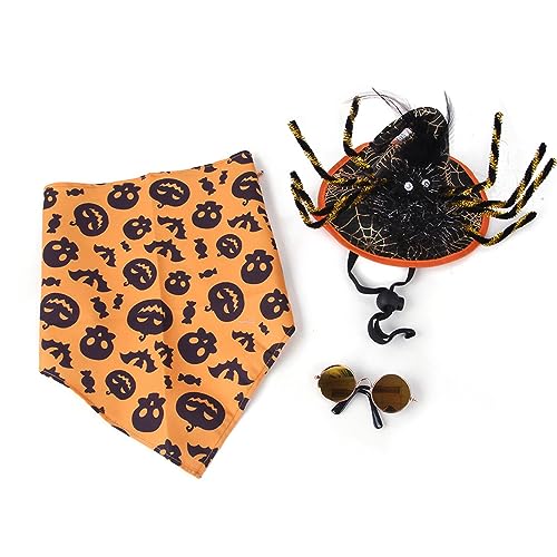 BAYORE Lustiger Für Süße Hexenmütze Mit Bandana Und Sonnenbrille Haustier Kostüm Weihnachts Cosplay Zubehör Haustier Bandanas Für Hunde Haustier Bandanas Für Katzen Haustier Bandana Halloween von BAYORE