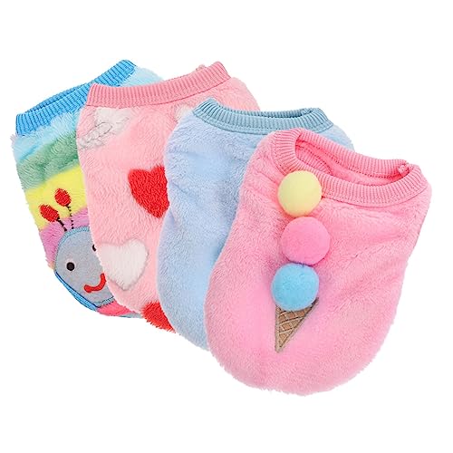 BAZEITFLOW 4 Stücke Warme Hundekleidung für Welpen Atmungsaktives Winterkostüm mit Schönen Mustern Stylisches Haustier Outfit für Besondere Anlässe von BAZEITFLOW