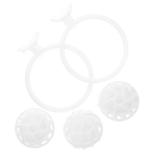 BAZEITFLOW 1 Satz Betta-trainingsring Mit Saugnäpfen Container-cd Materialfilterkugel Ozeanball Für Sportspielzeug Ozeanballbecken Ozeanball Streifen Ozeanball Abs Weiß von BAZEITFLOW