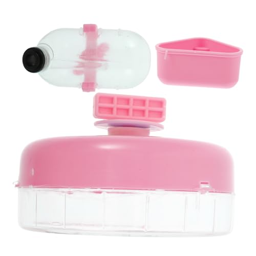 BAZEITFLOW 1 Satz Hamster-Laufrad-Trinkbrunnen System kleine Tier wasserflasche Hund wassernapf hamsterzubehör Hamster trinkflasche Futterautomat für Hamster Wassernapf für Kaninchen Abs Rosa von BAZEITFLOW