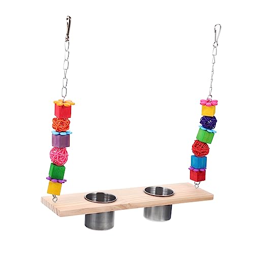 BAZEITFLOW 1 Satz Papageienschaukel Vogelkäfig Vogel Fütterer Vogel Papageien Vogelbarsch Käfige Papageienhaus-tablett Vogelperchstand Futterspender Vogelfutterstange Krähe Colorful Holz von BAZEITFLOW