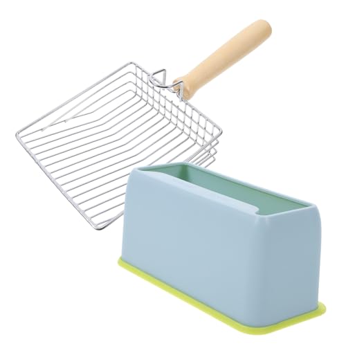 BAZEITFLOW 1 Satz Schaufel Für Katzenstreu Verklumpung Automatisch Katzenschaufel Katzentoilette Mit Haube Spülbar Katzenboxen Smart Cat Müll Katzenkotschaufel Scoop Rostfreier Stahl Sky-Blue von BAZEITFLOW