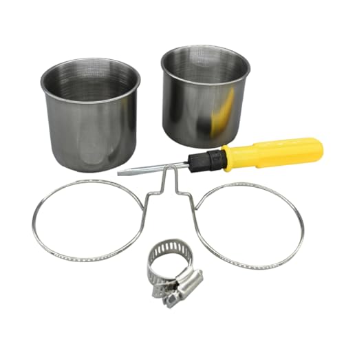 BAZEITFLOW 1 Satz Vogel Futter Box Futter Becher Vogelkäfig Katzennäpfe Katzennapf Abnehmbar Schüssel Glücklich Automatisch Wachtel Pole Party Getränke Glocken Kleinigkeit Rostfreier Stahl von BAZEITFLOW