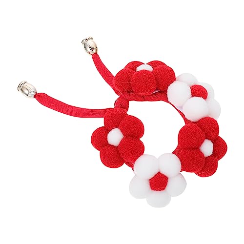 BAZEITFLOW 1 Stück Haustierhalsband Farbig Blumen- Gestrickter Kragen Für Hund Haustier Hundehalsband Netter Hundehalsband Rosa Stichworte Halsband Für Hunde Rot Haarball von BAZEITFLOW