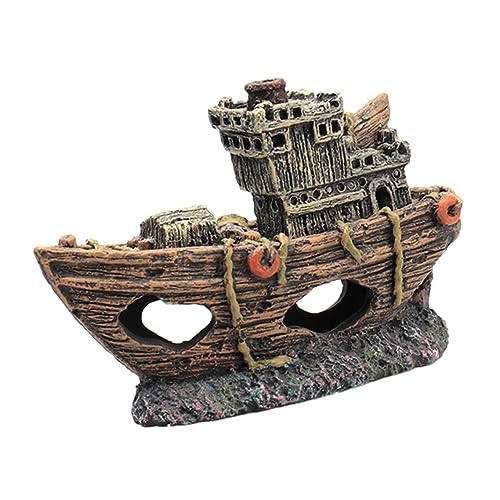BAZEITFLOW 1 Stück Simuliertes Mini-Piratenschiff Aquarium Dekoration Meeresthema Dekoration Aquarium Hideaway Rock Cave versunkenes Aquariumdekor klein Aquariendekoration Aquarienverzierung von BAZEITFLOW