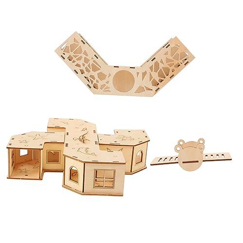 BAZEITFLOW 1Satz Kleintier Tunnelspielzeug aus Holz Hamsterlabyrinth für Haustiere Teiliges Versteck Wippe Unterhaltsames für Hamster und Kleine Nagetiere von BAZEITFLOW
