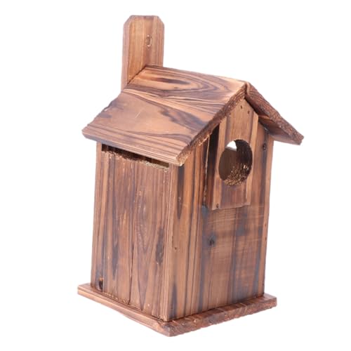BAZEITFLOW 1stück Holz Vogelhaus Rustikaler Nistkasten Für Garten Futterstation Für Wildvögel Outdoor Dekoration Praktisches Vogelnest Aus Echtem Holz Für Vogelbeobachtung Und von BAZEITFLOW