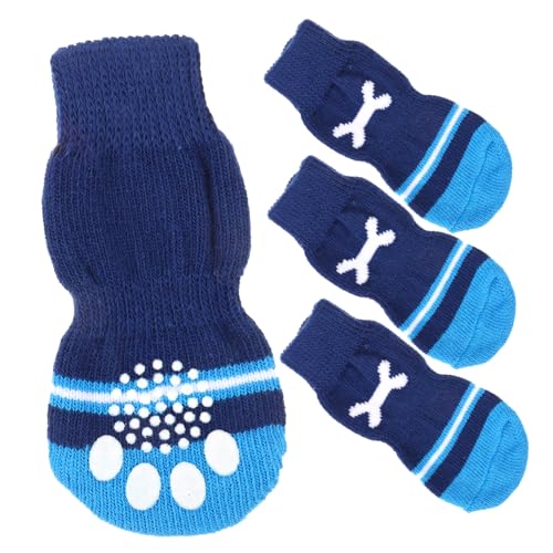 BAZEITFLOW 2 Paare rutschfeste Baumwoll Hundesocken Waschbare Verschleißfeste Pfotenschutzsocken für Kleine Hunde rutschfeste Haustiersocken mit Rutsch Sohle Komfortabel und Stilvoll von BAZEITFLOW
