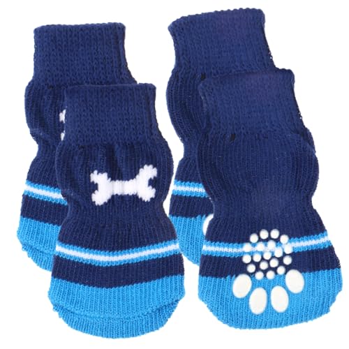 BAZEITFLOW 2 Paare rutschfeste Hundesocken aus Baumwolle Atmungsaktive Pfotenschützer Weiche Bequeme Haustiersocken für Kleine und Mittlere Hunde Schützend und Warm für Drinnen und Draußen von BAZEITFLOW