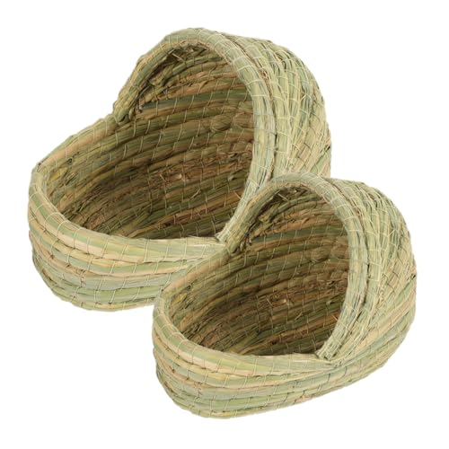 BAZEITFLOW 2 STÜCK Natürliches Handgeflochtenes Hühnernest aus Stroh Kleines Schlafnest für Hühner und Kleintiere Warmes Sicheres Legenest Pflegeleichtes Nest für Stall und Geflügelhaltung von BAZEITFLOW