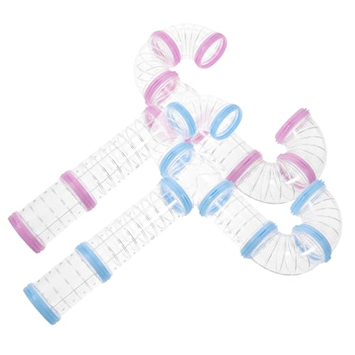 BAZEITFLOW 2 Sätze DIY Hamster Röhrensystem Verbindungstunnel Käfig Zubehör Erweiterbar Robust Blau für Hamster Eichhörnchen Igel und Meerschweinchen Spielgeräte Außen und Innen von BAZEITFLOW