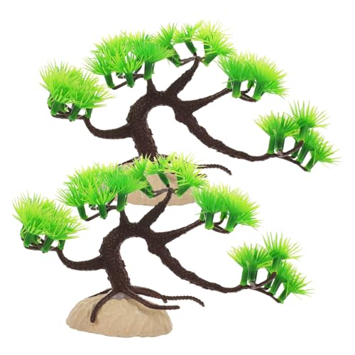 BAZEITFLOW 2 Stück Aquarium Baum Deko Leichte Simulation Täuschend Aquarium Baum für Fischversteck und Dekorative Gestaltung Grün Kompakt für Büro und Zuhause von BAZEITFLOW