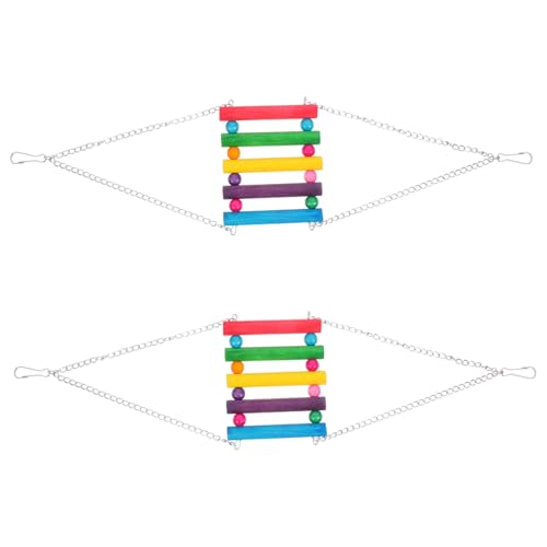 BAZEITFLOW 2 Stück Buntes Holz Vogelspielzeug Teiliges Parrot Swing Schaukel Kauspielzeug Vogelzubehör für Wellensittiche Papageien und Kleine Vögel Langlebiges Naturholz Gesundes von BAZEITFLOW
