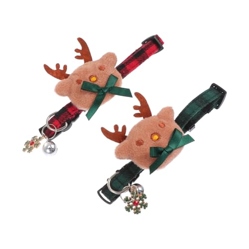 BAZEITFLOW 2 Stück Einstellbare Weihnachts für Haustiere mit Schleife Niedliches und Katzenhalsband Karomuster Bequem und Tragbar von BAZEITFLOW