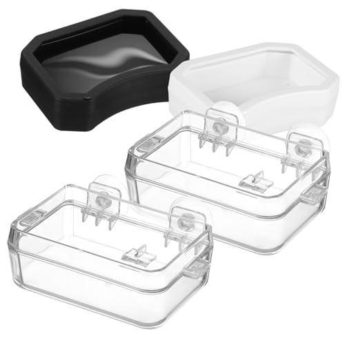 BAZEITFLOW 2 Stück Teiliges Reptilien Futterschalen Klein Transparent mit Auslaufsicherem Futterbecken und Wassernäpfen für Eidechsen Bartagame Gecko Chamaeleon Terrarium von BAZEITFLOW