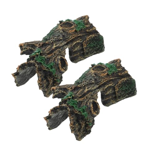 BAZEITFLOW 2 Stück Teiliges Reptilienversteck aus Resin mit Natürlichem Holzdesign Langlebige und Höhle für Terrarien Kreatives Versteck für Eidechsen Geckos und Schildkröten Dekoratives von BAZEITFLOW
