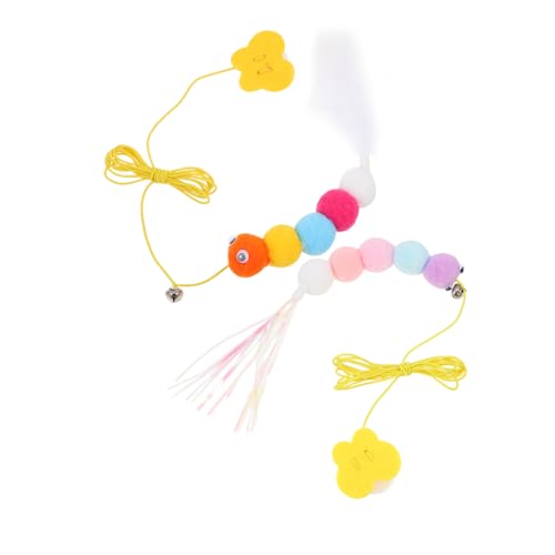 BAZEITFLOW 2 Stück Verstellbares Katzenspielzeug Teiliges aus und Bissfestem Hanfseil mit Federn und Raschelpapier Interaktive Katzenangel für Kätzchen zum Aufhängen und Drinnen von BAZEITFLOW