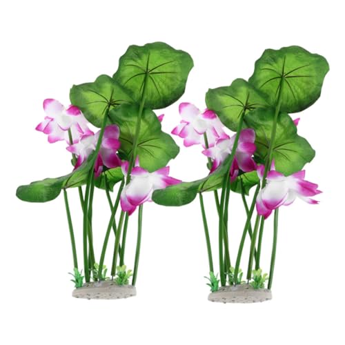 BAZEITFLOW 2Stücke Künstliche Aquarienpflanzen Dekoration aus Robustem Kunststoff Kleine Lotusblüten mit Grünen Blättern für Aquarien und Verleiht Natürliche von BAZEITFLOW