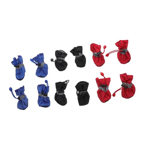 BAZEITFLOW 3 Sätze wasserdichte Hunderegenstiefel rutschfeste Outdoor Pfotenschutzstiefel für Kleine und Mittlere Hunde Warm Langlebig Nylon und Baumwollgefüttert für Regnerische Tage von BAZEITFLOW