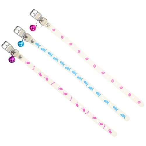 BAZEITFLOW 3 Stück Fluoreszierendes Haustierhalsband Kleine Hunde und Katzen Leuchtende Sicherheits Halskrause für Nacht Komfortabel Hautfreundlich mit Stilvollen Designs für Zufällige Farbe von BAZEITFLOW