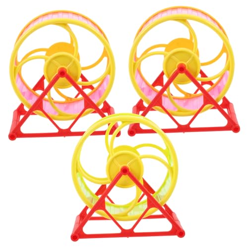 BAZEITFLOW 3 Stück Hamster Laufrad Geräuscharm Kleintier Fitnessspielzeug für Zwerghamster und Meerschweinchen Sicheres Trainingsrad zur Muskelbildung Zufällige Farben Zufällige Farbe von BAZEITFLOW
