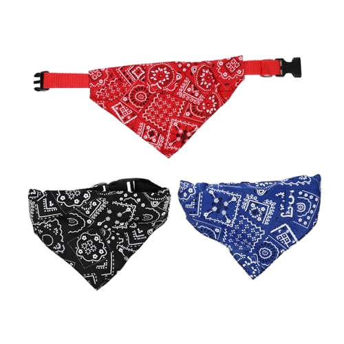 BAZEITFLOW 3 Stück Haustierhalsband Hundehalsbänder große Rassen Bestickt Mittel Speichel Bandanas für kleine Hunde Schal Hundehalsband Hundebandanas Junge Polyester Baumwolle von BAZEITFLOW