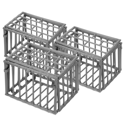 BAZEITFLOW 3 Stück Miniatur Käfig Modell Teiliges aus Kunststoff Detailreiches DIY Zubehör für Bastelprojekte Vielseitig Einsetzbar als Tierkäfig Modell Naturgetreues Design für Dekoration von BAZEITFLOW