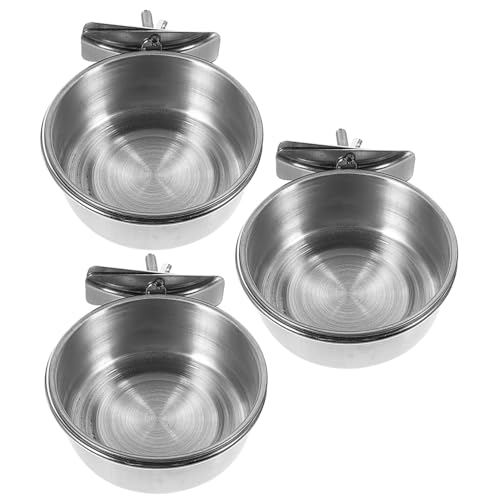 BAZEITFLOW 3 Stück Papageienfutterbecher Schüssel Futterspender Essen Wasserschale Für Papageienfutter Vogel Tasse Nahrungssuche Papageien-fütterungsbecher Groß Rostfreier Stahl Silver von BAZEITFLOW