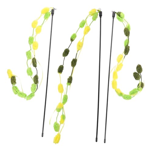 BAZEITFLOW 3 Stück Teiliges Interaktives Katzenspielzeug Bunte Cat Wands aus Leichtem Material Fördert Bewegung und Spielspaß für Wohnungskatzen für Aktives Kätzchentraining und Bindung von BAZEITFLOW