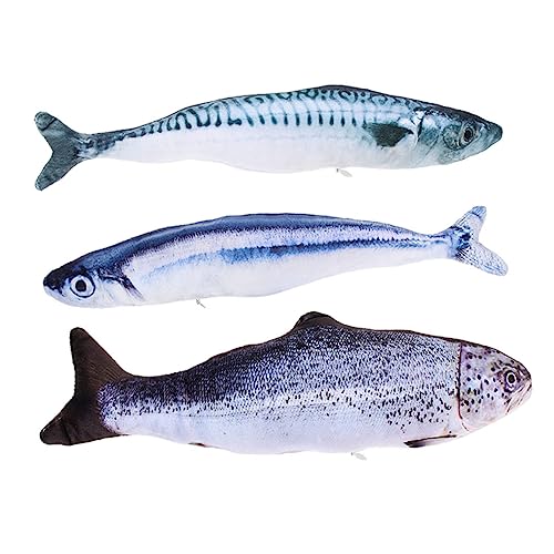 BAZEITFLOW 3 Stück Teiliges Katzenminze Fischspielzeug für Kätzchen Interaktives Plüschspielzeug zur Zahnpflege für Spielerisches Teasing Große Langlebige und Sichere Beißspielzeuge für von BAZEITFLOW