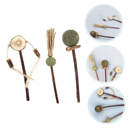 BAZEITFLOW 3 Stück Teiliges Katzenspielzeug mit Holzsticks und Katzenminze Interaktive Katzenspielzeuge zur Zahnreinigung und Kauspielzeug für Kätzchen Fördert Aktivität und Zahnpflege bei von BAZEITFLOW
