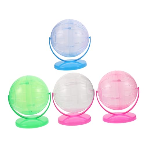 BAZEITFLOW 4 Stück Hamster Laufkugeln aus Transparentem Geräuschloses Laufrad für Kleintiere Wie Hamster Rennmäuse und Chinchillas Interaktives Fitnessspielzeug für Kleinen Tierkäfig von BAZEITFLOW