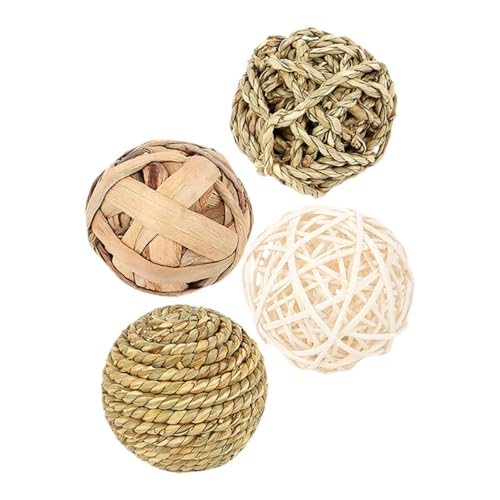 BAZEITFLOW 4 Stück Hamster-Takraw-Ball- Hasenspielzeug für Innenkaninchen Heugraskugeln Hamster nager Kleiner Hamsterball kleines Tierkugelspielzeug Stroh von BAZEITFLOW