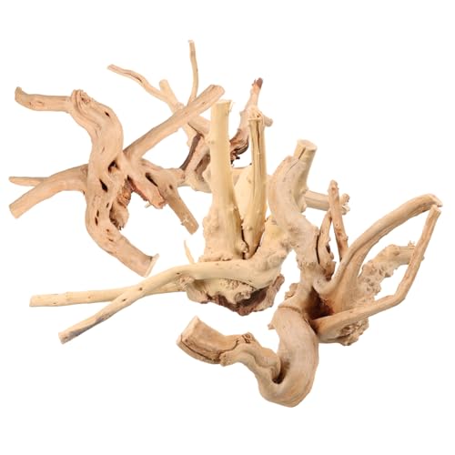 BAZEITFLOW 4 Stück Natürliche Aquarium Dekoration Teiliges Abgestorbenes Holz Wurzel Vielseitig für Fischbecken und Aquarien Lebensechte Zubehör von BAZEITFLOW