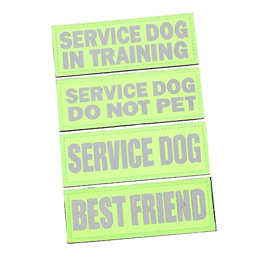 BAZEITFLOW 4 Stück Reflektierende Hundepatches für Diensthunde Tragbare Aufnäher für Hundegeschirre Wiederverwendbar und Leicht für und Besondere Anlässe von BAZEITFLOW